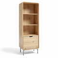 **Scandinavian-Style Wooden Bookshelf with Drawer**