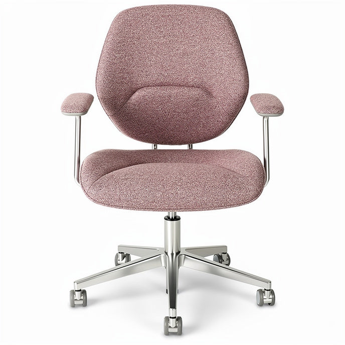 **Ergonomic Pink Office Chair with Swivel and Rolling Wheels**