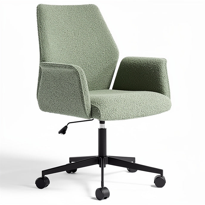 **Ergonomic Green Office Chair with Adjustable Height and Rolling Base**