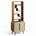 Modern Bamboo Bookshelf with Innovative Curved Design and Storage Cabinet